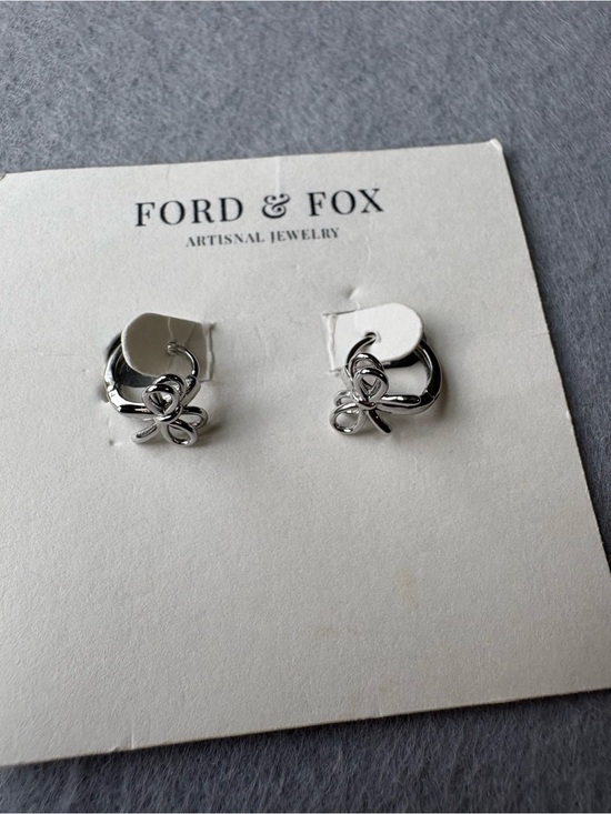 Ford & Fox Jewelry - Ford & Fox Silver Bow Hoop Huggie Earrings NWT